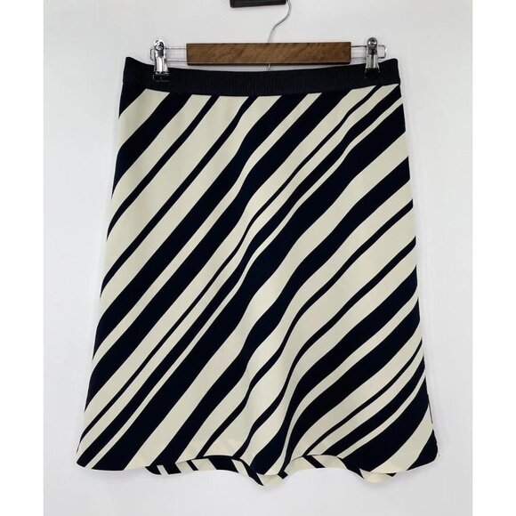Ann Taylor Women’s Black White Striped A Line Flat Front Lined Casual Skirt 10 - Picture 1 of 11